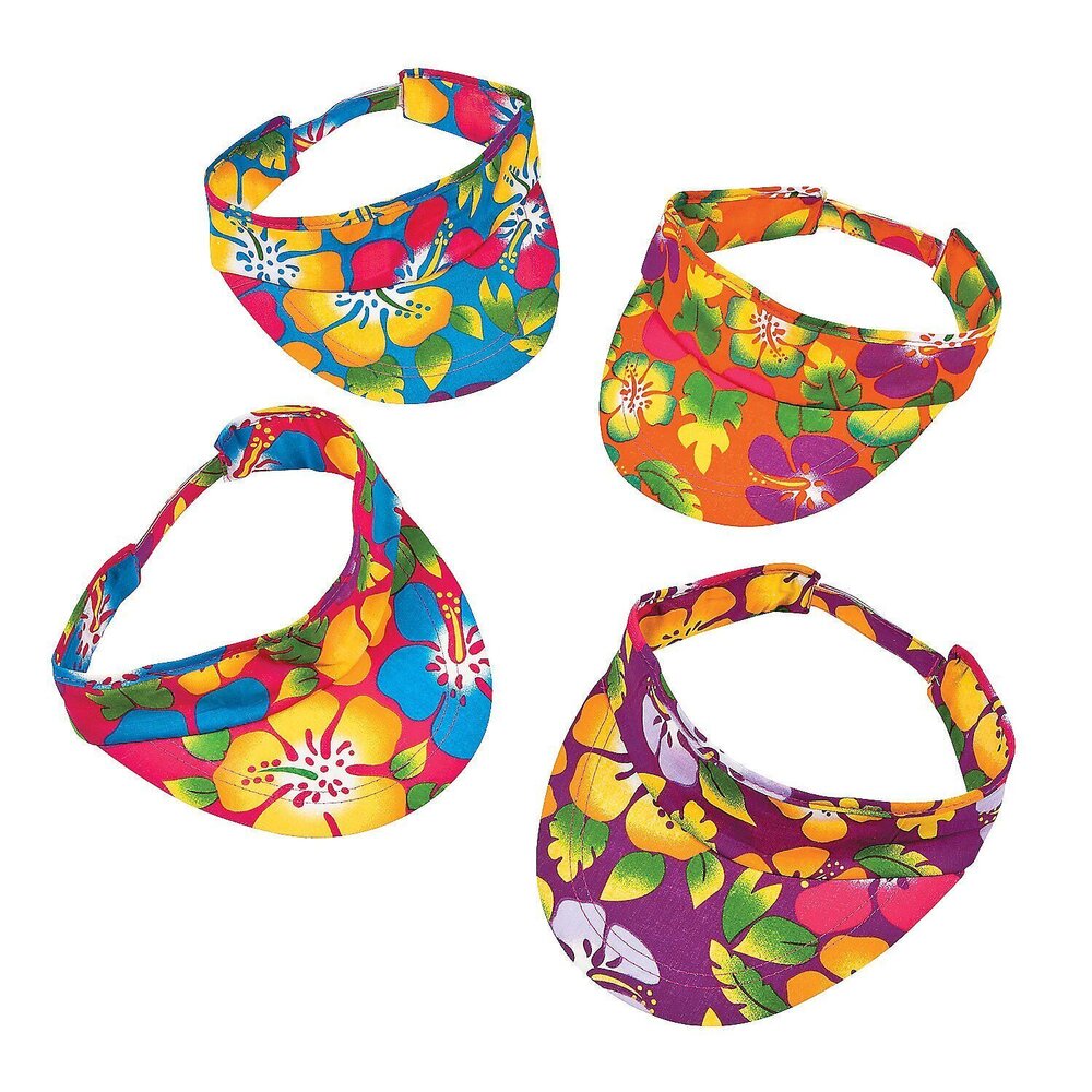 6580 Hibiscus Print Luau Visors for Party Apparel Accessories Hats